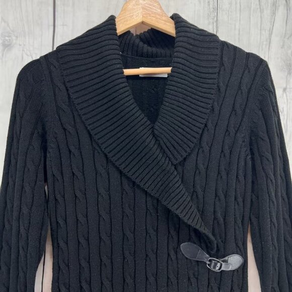 Calvin Klein SMALL Black Knit Sweater Dress A-Line Knee Length Long Sleeve - Picture 3 of 7